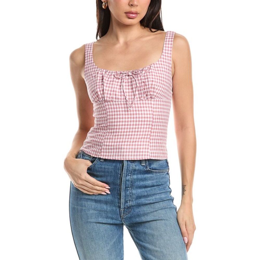 Femme Society Womens  Sleeveless Linen-Blend Blouse